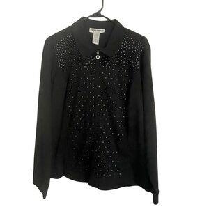 Cathy Daniel’s Black Zippered Blazer with Studded Design - XL